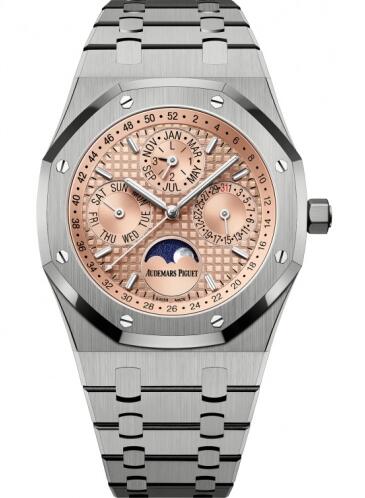 Review Replica Audemars Piguet Royal Oak Perpetual Calendar 41 Titanium Salmon Watch 26615TI.OO.1220TI.01