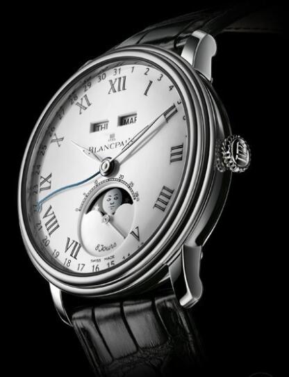 Review Replica Blancpain Villeret Quantième Complet 8 Jours Watch 6639 3431 55B Platinum - Aliigator Strap